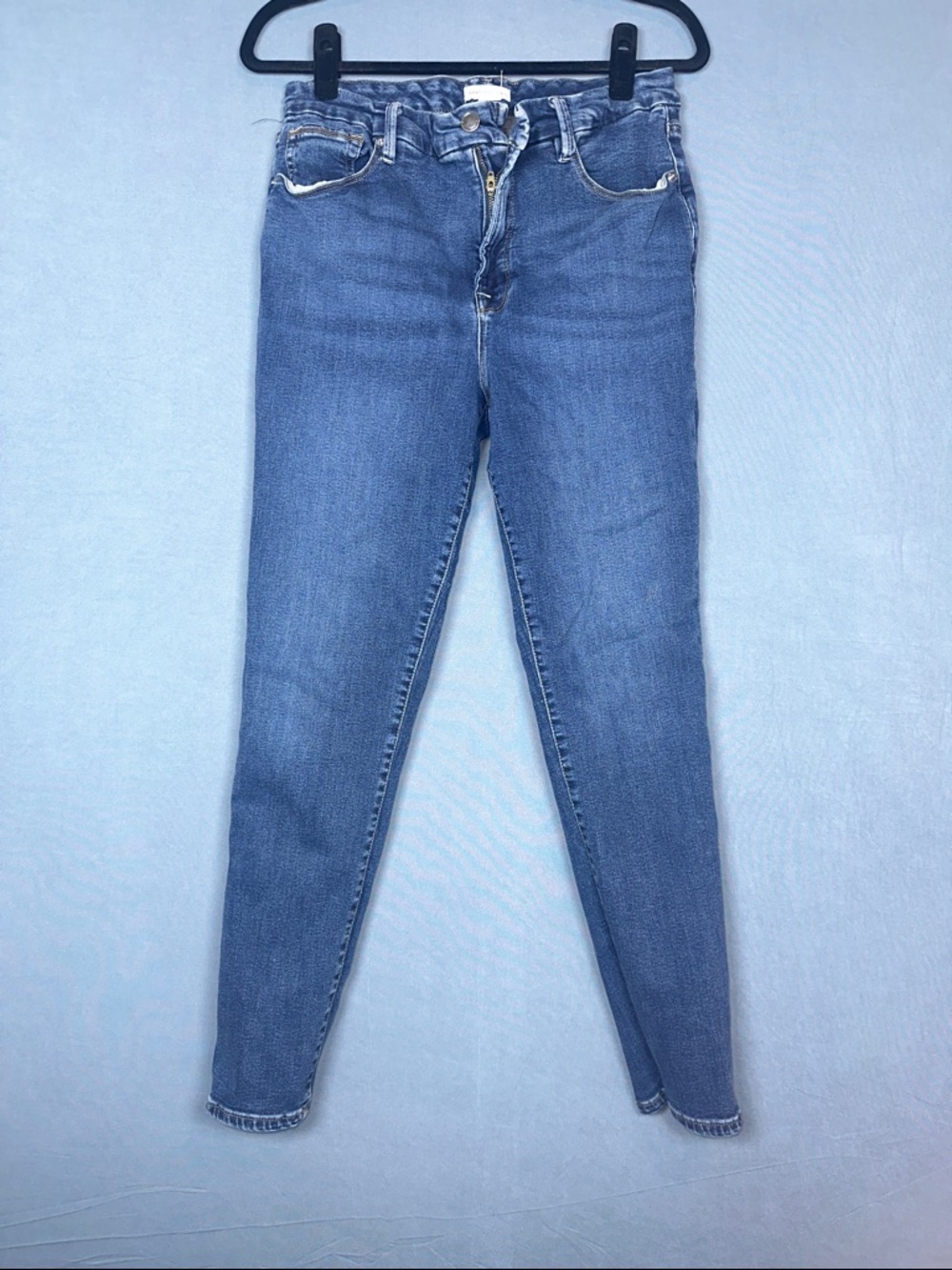 Good American Skinny Jeans Womens 14 32 Mid Wash High Rise Stretch Denim